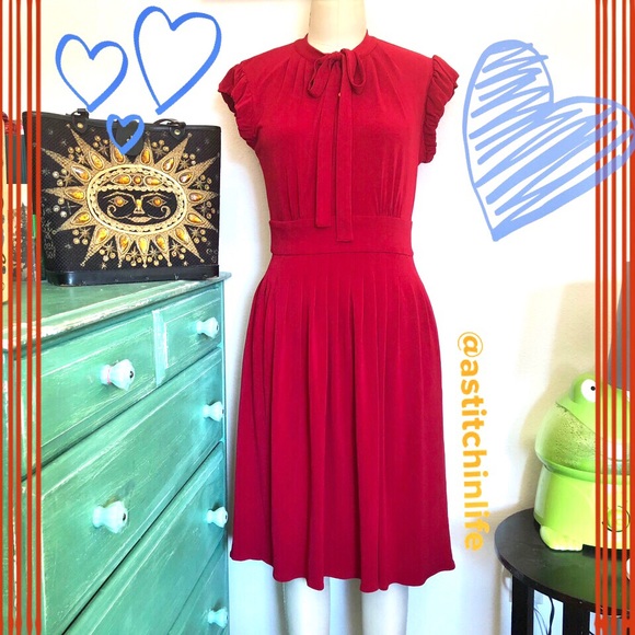 Maggy London Dresses & Skirts - Maggy London Red Stretch 40’s Style Vintage Dress